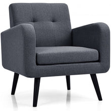 Load image into Gallery viewer, Modern Upholstered Comfy Accent Chair Single Sofa with Rubber Wood Legs-Gray