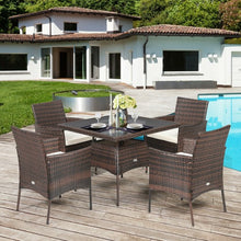 Load image into Gallery viewer, Outdoor 5PCS Dining Table Set with 1 Table and 4 Single Sofas