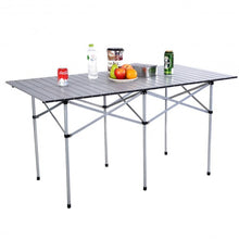 Load image into Gallery viewer, Aluminum Roll Up Folding Camping Rectangle Picnic Table