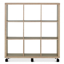 Load image into Gallery viewer, 9 Cubes Ladder Shelf Freestanding Corner Display Rack Bookshelf-Natural