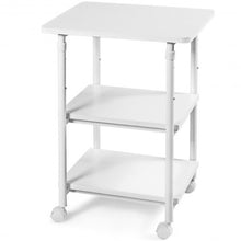 Load image into Gallery viewer, 3-tier Adjustable Printer Stand with 360° Swivel Casters-White