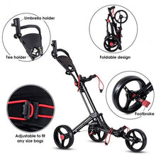 Load image into Gallery viewer, Foldable 3 Wheel Golf Pull Push Cart Trolley