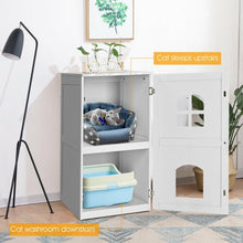 Load image into Gallery viewer, 2-Tier Hidden Cat House Enclosure Nightstand-White