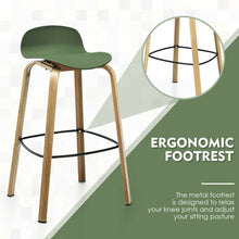 Load image into Gallery viewer, Set of 2 Modern Barstools Pub Chairs with Low Back and Metal Legs-Green