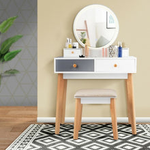 Load image into Gallery viewer, Set 3 Vanity Table Color Lighting Modes Make Up Table & Stool Set