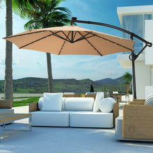 Load image into Gallery viewer, 10FT 360° Rotation Solar Powered LED Patio Offset Umbrella-Beige