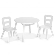 Load image into Gallery viewer, Wood Activity Kids Table and Chair Set with Center Mesh Storage for Snack Time and Homework-White