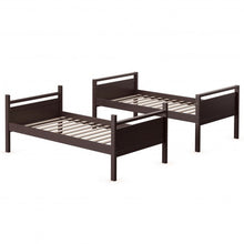 Load image into Gallery viewer, Twin Over Twin Bunk Bed Convertible 2 Individual Beds Wooden -Espresso