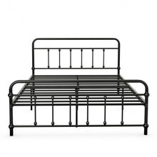 Load image into Gallery viewer, Full Size Metal Bed Frame with Steel Slats Headboard-Black