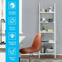 Load image into Gallery viewer, 5-Tier Wall-leaning Ladder Shelf Display Rack for Plants and Books-White