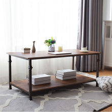 Load image into Gallery viewer, 2 Tier Living Room Accent End Coffee Table with Storage Shelf