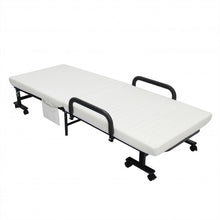 Load image into Gallery viewer, Folding Adjustable Guest Single Bed Lounge Portable with Wheels-White