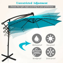 Load image into Gallery viewer, 10FT 360 Rotation Solar Powered LED Patio Offset Umbrella-Turquoise