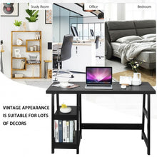 Load image into Gallery viewer, Trestle Computer Desk Home Office Workstation with Removable Shelves-Black