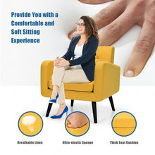Load image into Gallery viewer, Modern Upholstered Comfy Accent Chair Single Sofa with Rubber Wood Legs-Yellow