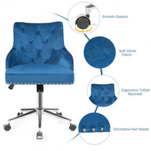 Load image into Gallery viewer, Tufted Upholstered Swivel Computer Desk Chair with Nailed Tri-Blue