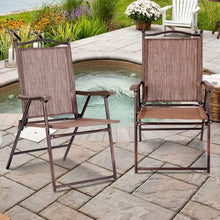 Load image into Gallery viewer, Set of 2 Patio Folding Sling Back Camping Deck Chairs-Gray
