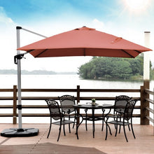 Load image into Gallery viewer, 10 Ft 360 Degree Tilt Aluminum Square Patio Offset Cantilever Umbrella-Brick Red