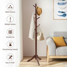 Load image into Gallery viewer, Adjustable Wooden Tree Coat Rack with 8 Hooks-Brown
