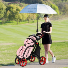 Load image into Gallery viewer, Lightweight Foldable Collapsible 4 Wheels Golf Push Cart-Red