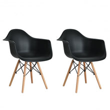 Load image into Gallery viewer, Set of 2 Mid Century Modern Molded Dining Arm Side Chair-Black