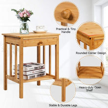 Load image into Gallery viewer, Multipurpose Bamboo End Table with Drawer & Storage Shelf for Living Room-NA