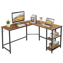 Load image into Gallery viewer, L Shaped Corner Computer Desk with Storage Shelves for Home Office Work-Brown