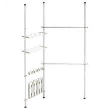 Load image into Gallery viewer, 2 Tier Telescopic Clothes Hangers with Shoe Rack & Shelf