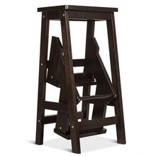Load image into Gallery viewer, Folding Multi-functional 3-tier Ladder Wood Step Stool-Coffee