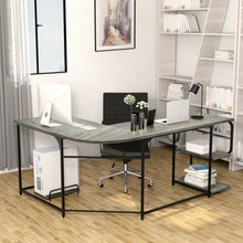 Load image into Gallery viewer, Reversible L-Shaped Computer Study Table with Shelves-Gray