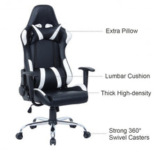 Load image into Gallery viewer, Black and White Gaming Chair with Head-Rest Pillow