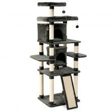 Load image into Gallery viewer, 67" Multi-Level Cat Tree with Cozy Perches Kittens Play House-Dark Gray