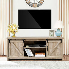 Load image into Gallery viewer, TV Stand with Cabinet Sliding Barn Door -White