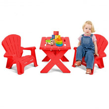 Load image into Gallery viewer, 3-Piece Plastic Children Play Table Chair Set-Red