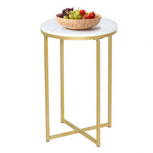 Load image into Gallery viewer, X-Shaped Marble Top Small Round Side Table End Table