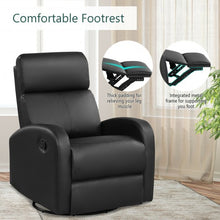 Load image into Gallery viewer, Recliner Chair Swivel Rocker Manual Single Sofa Lounger with Footrest-Black