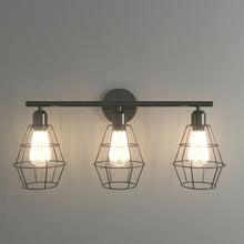 Load image into Gallery viewer, 3-Light Industrial Bathroom Vanity Cage Light Vintage Wall Lamp