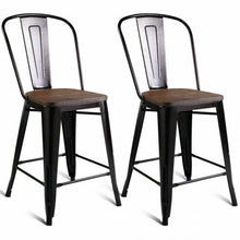Load image into Gallery viewer, Copper Set of 2 Metal Wood Counter Chairs
