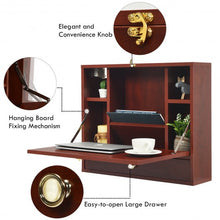 Load image into Gallery viewer, Wall Mounted Folding Laptop Desk Hideaway Storage with Drawer-Brown