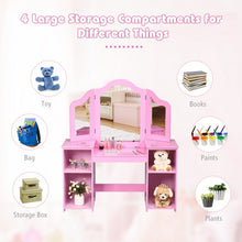 Load image into Gallery viewer, Kids Tri Folding Mirror Makeup Dressing Vanity Table Set-Pink