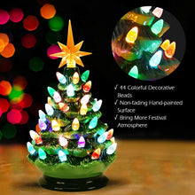 Load image into Gallery viewer, 9.5" Prelit Hand-Painted Ceramic Battery Powered Christmas Tree