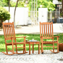 Load image into Gallery viewer, 3 pcs Eucalyptus Rocking Chair Set with Coffee Table