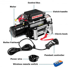 Load image into Gallery viewer, 10000 lbs 12V Remote Control Electric Recovery Winch