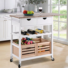 Load image into Gallery viewer, Rolling Kitchen Island Trolley Cart with Wine Shelf