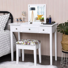 Load image into Gallery viewer, Vanity Dressing Table Set with Flip Top Mirror 3 Drawers