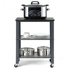 Load image into Gallery viewer, 3-Tier Kitchen Utility Industrial Cart with Storage-Black