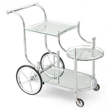 Load image into Gallery viewer, Kitchen Glass Shelves Metal Frame Serving Rolling Cart