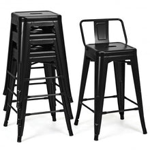 Load image into Gallery viewer, 24" Set of 4 Low Back Metal Counter Stool Stools-Black