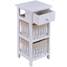Load image into Gallery viewer, Wooden Morden Nightstand with 2 Wicker Rattan Drawers