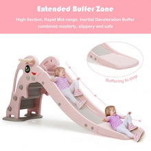 Load image into Gallery viewer, 3-in-1 Kids Climber Slide Play Set with Basketball Hoop and Ball-Pink